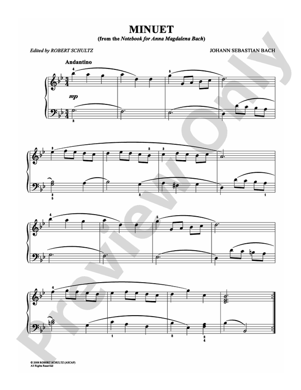 Bach - Minuet (Andantino) - Easy Piano (Digital Download)