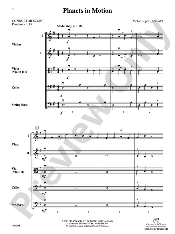 Planets in Motion – String Orchestra Conductor Score & Parts (Digital Download)