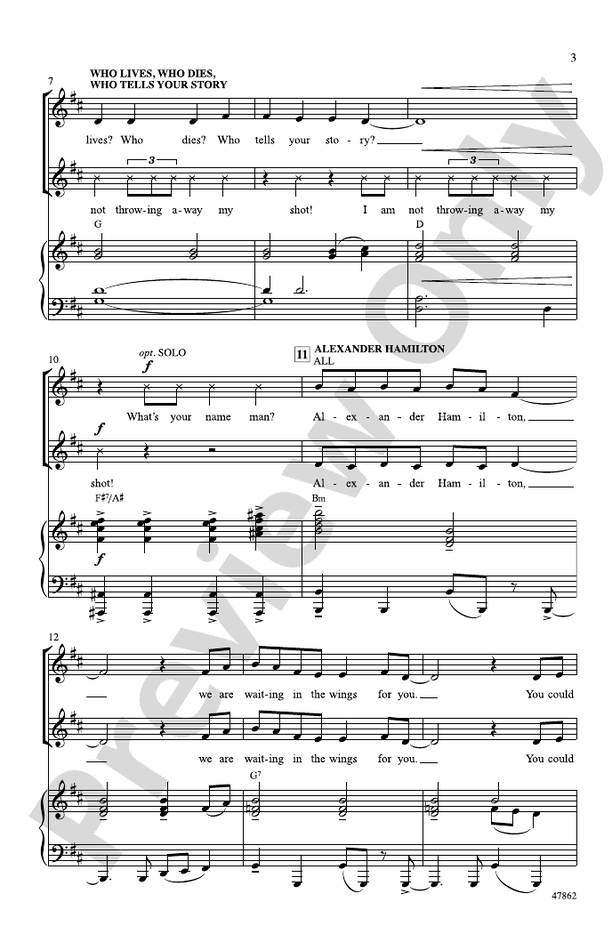 Hamilton Highlights – 2-Part Choral Octavo (Digital Download)