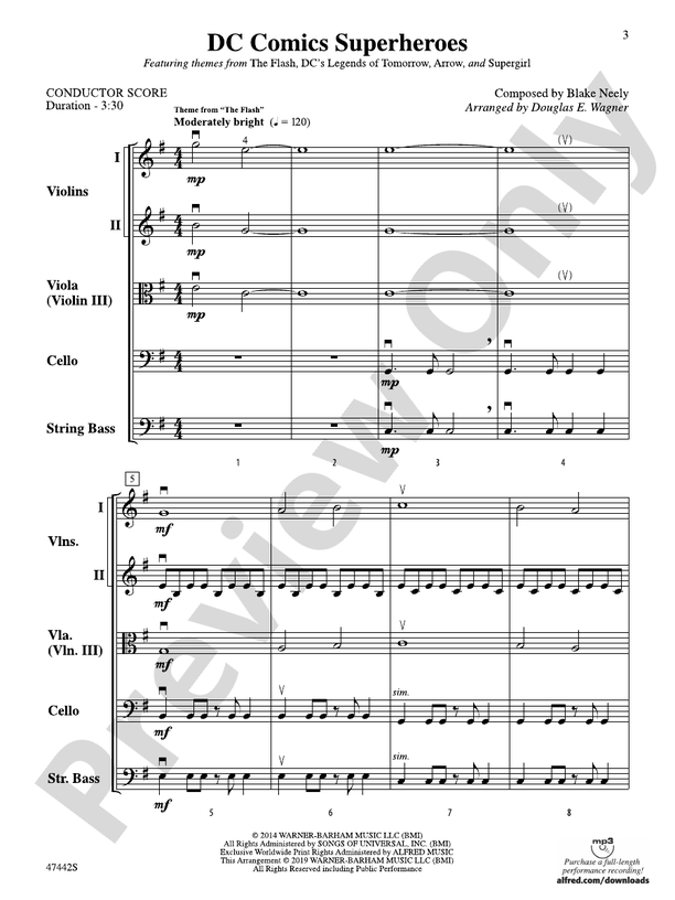 DC Comics Superheroes - String Orchestra Conductor Score & Parts (Digital Download)