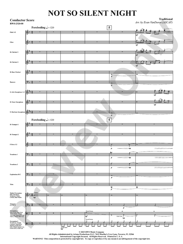 Not So Silent Night - Concert Band Conductor Score & Parts (Digital Download)