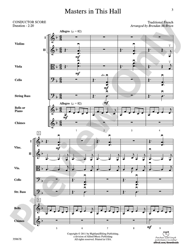 Masters in This Hall – String Orchestra Conductor Score & Parts (Digital Download)