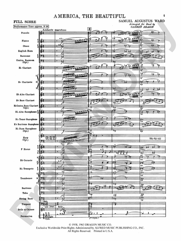 America the Beautiful - DSM-PK-0004413 - Concert Band Conductor Score & Parts (Digital Download)