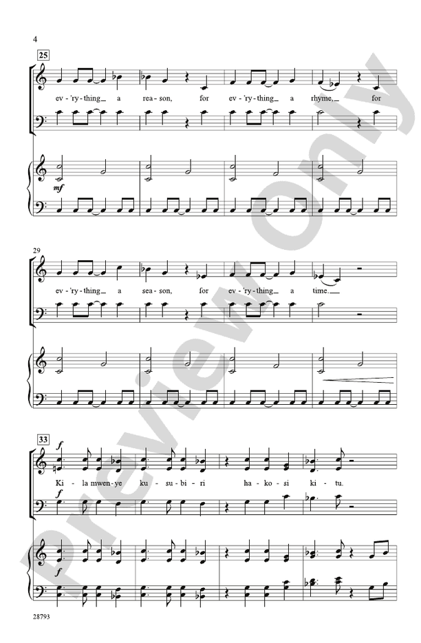 Kila Jambo na Wakati Wake (For Everything a Time Most Opportune - Swahili) – SAB Choral Octavo (Digital Download)