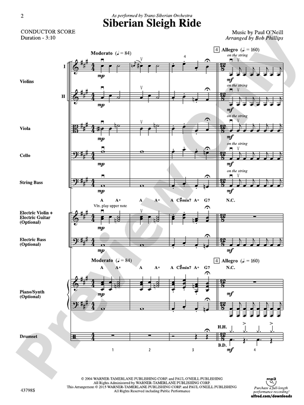 Siberian Sleigh Ride – String Orchestra Conductor Score & Parts (Digital Download)