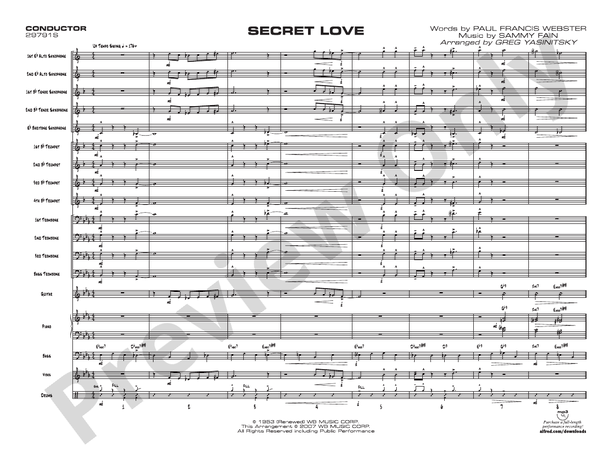Secret Love (Arr. Greg Yasinitsky) - Jazz Ensemble Conductor Score & Parts(Digital Download)