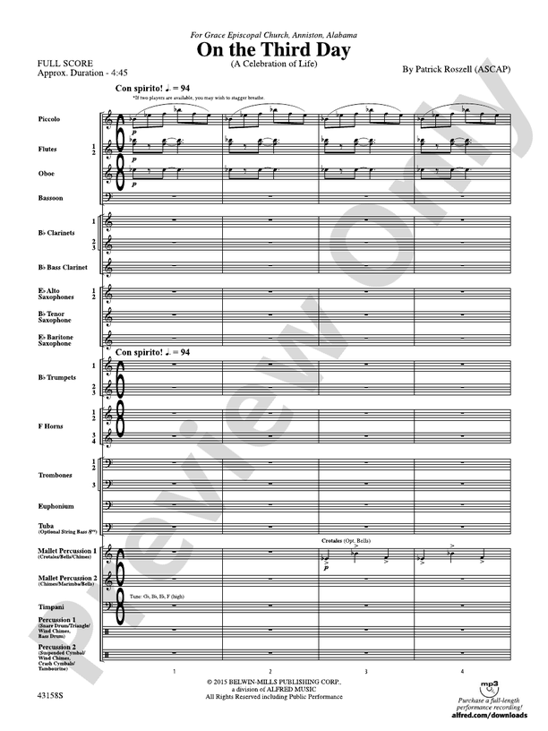 On the Third Day - Concert Band Conductor Score & Parts (Digital Download)