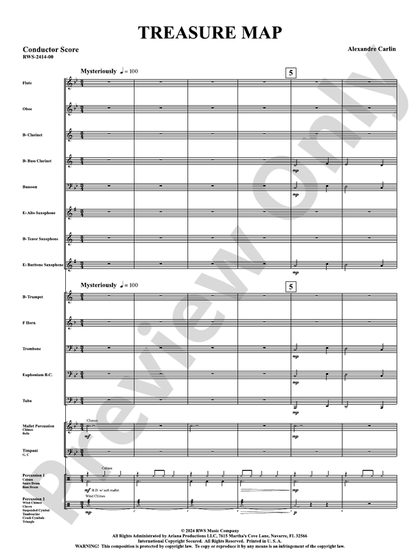 Treasure Map - Concert Band Conductor Score & Parts(Digital Download)