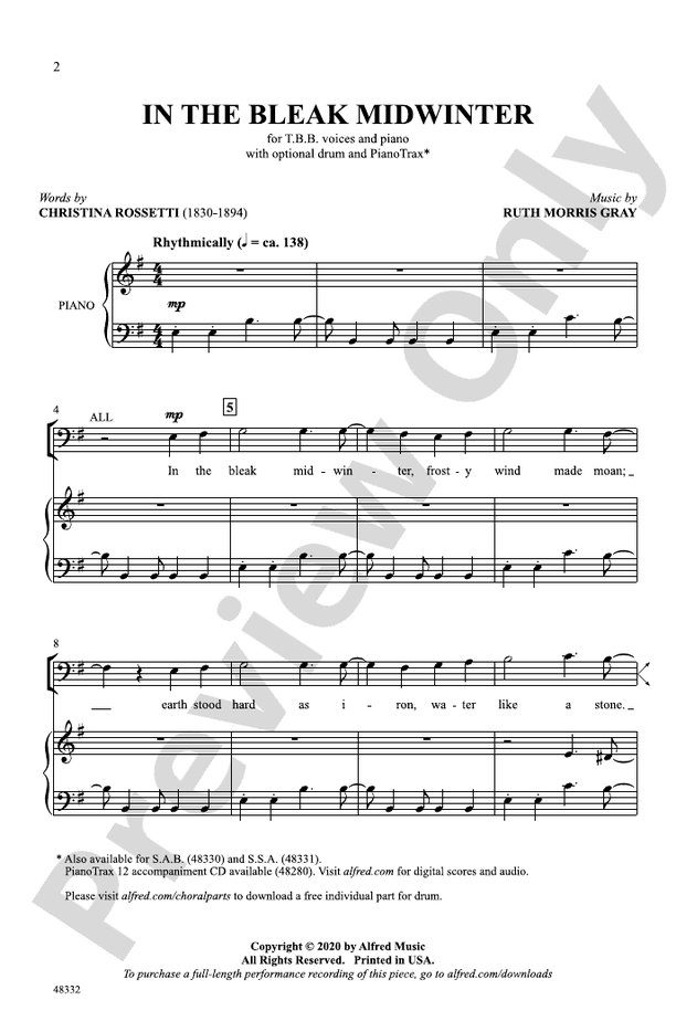 In the Bleak Midwinter – TBB Choral Octavo (Digital Download)