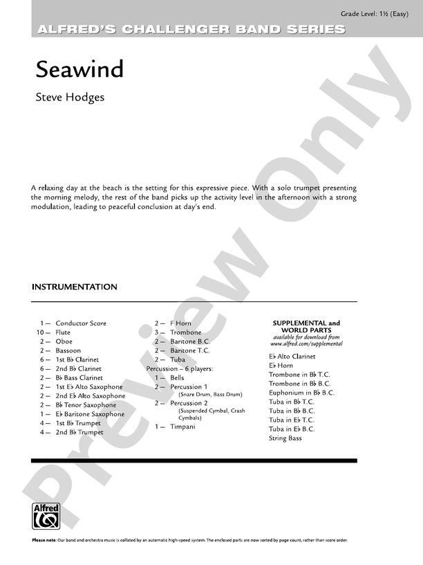Seawind - Concert Band Conductor Score & Parts (Digital Download)
