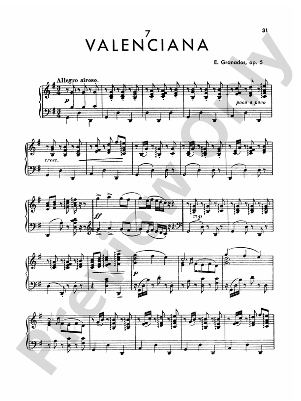 Granados - Twelve Spanish Dances (Volume II) - Piano Solo (Digital Download)