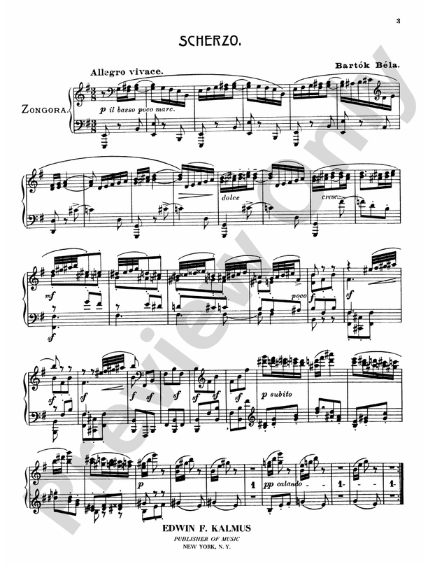 Bartok - Scherzo (Gmunden 1903) - Piano Solo (Digital Download)