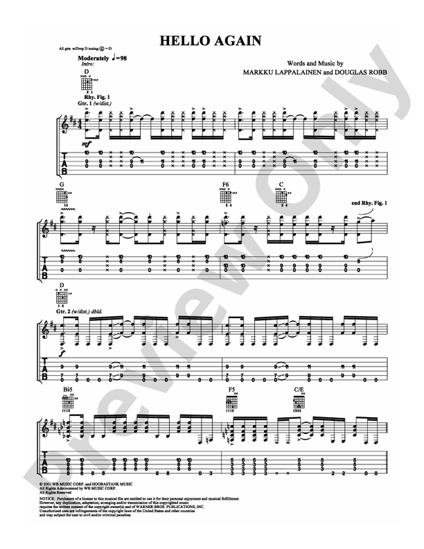 Hello Again - Guitar TAB (Digital Download)