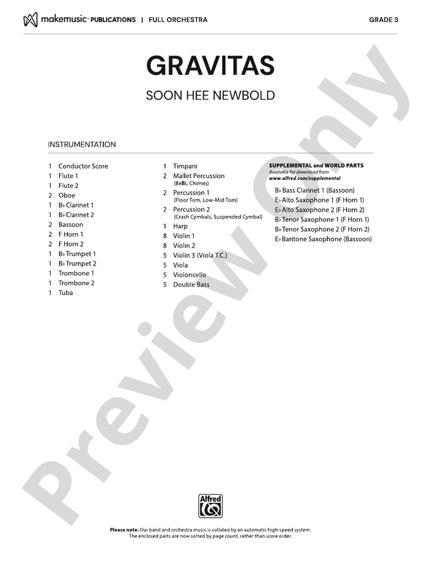 Gravitas – Full Orchestra Conductor Score & Parts (Digital Download)