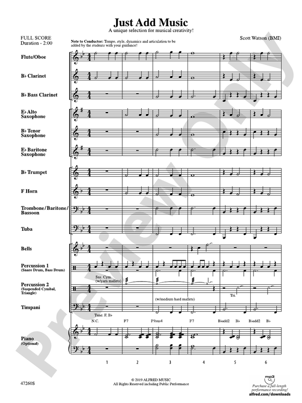 Just Add Music - Concert Band Conductor Score & Parts (Digital Download)
