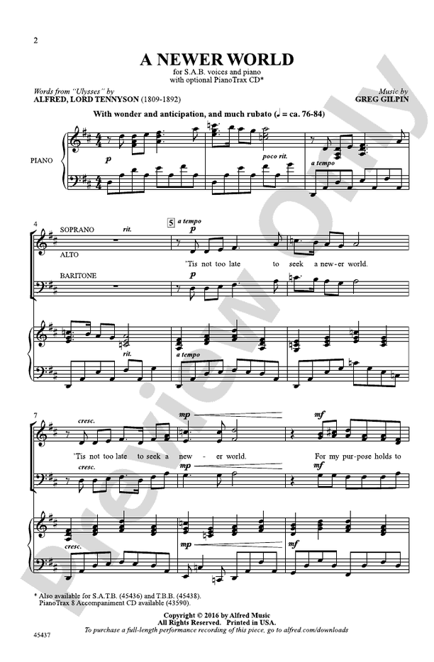 A Newer World - SAB Choral Octavo (Digital Download)