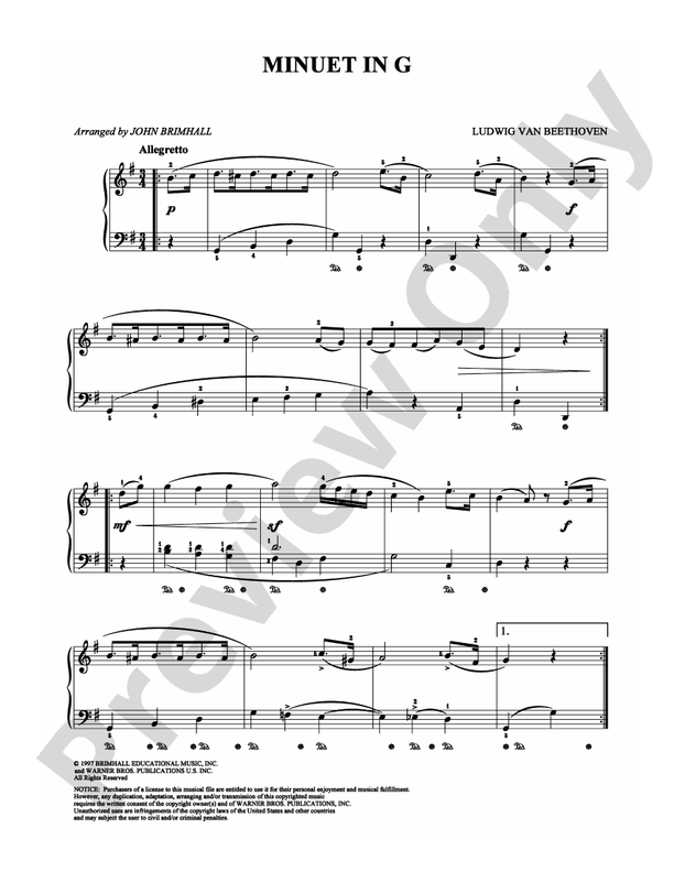 Beethoven - Minuet In G - Easy Piano (Digital Download)