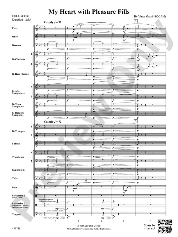 My Heart with Pleasure Fills - Concert Band Conductor Score & Parts (Digital Download)