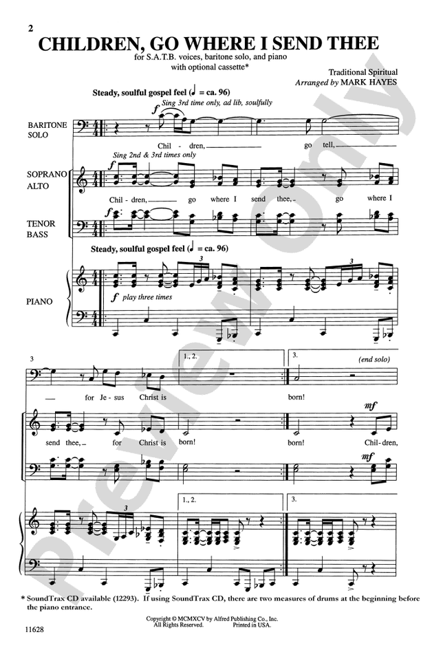 Children, Go Where I Send Thee - SATB (with Opt. Baritone Solo) Choral Octavo (Digital Download)