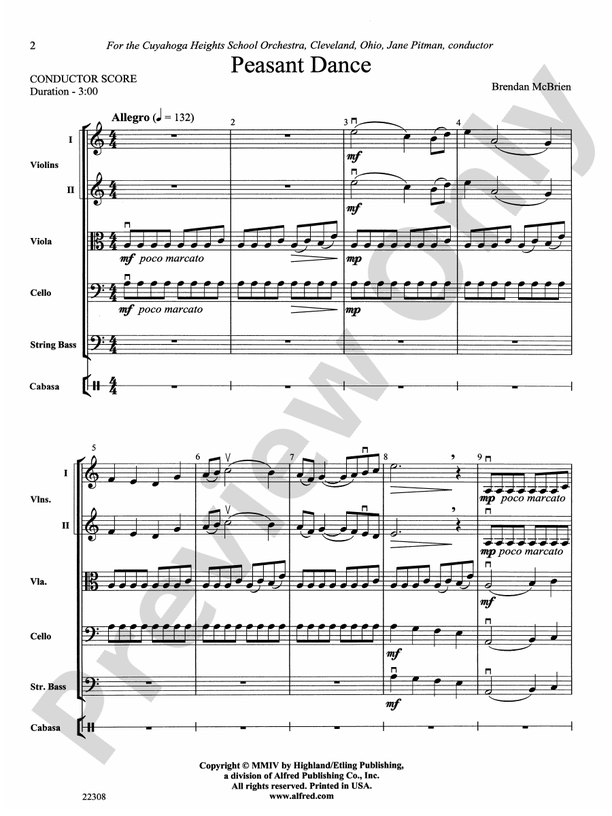 Peasant Dance – String Orchestra Conductor Score & Parts (Digital Download)