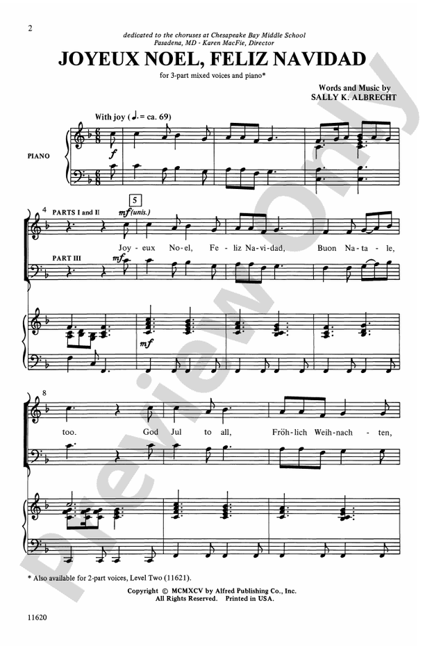 Joyeux Noel, Feliz Navidad –3-Part Mixed Choral Octavo (Digital Download)