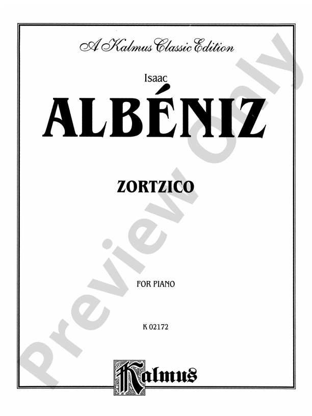 Albeniz - Zortzico - Piano Solo (Digital Download)