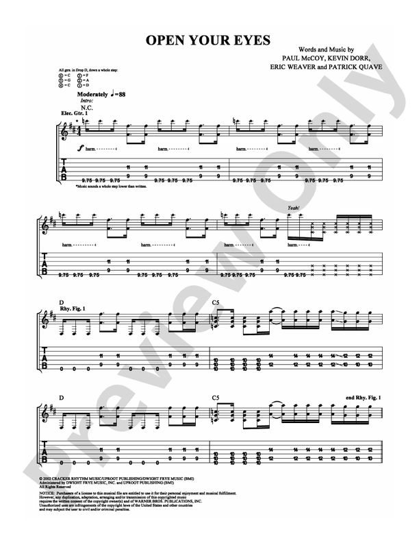 Open Your Eyes - 12 Stones - Guitar TAB (Digital Download)