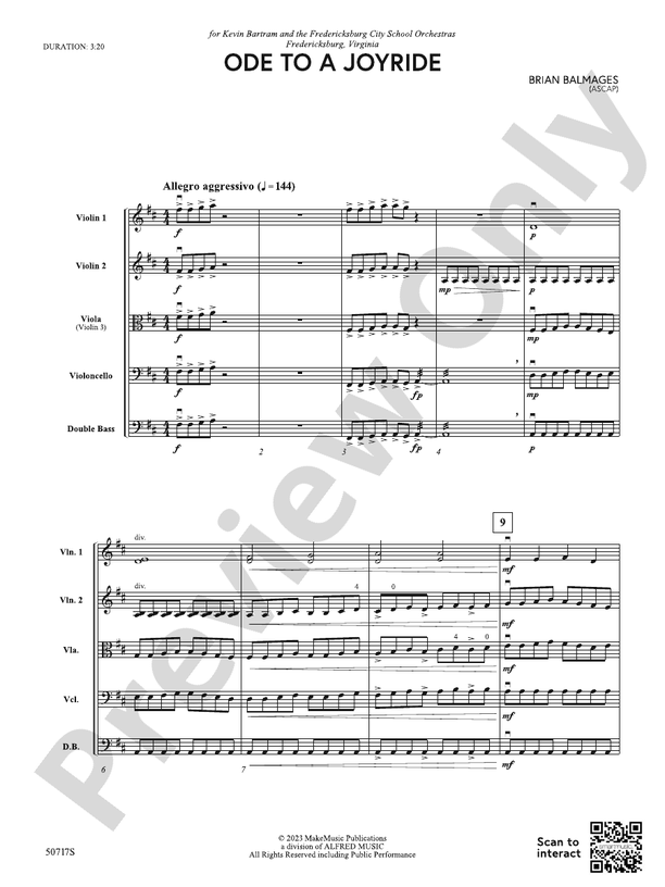 Ode to a Joyride – String Orchestra Conductor Score & Parts (Digital Download)