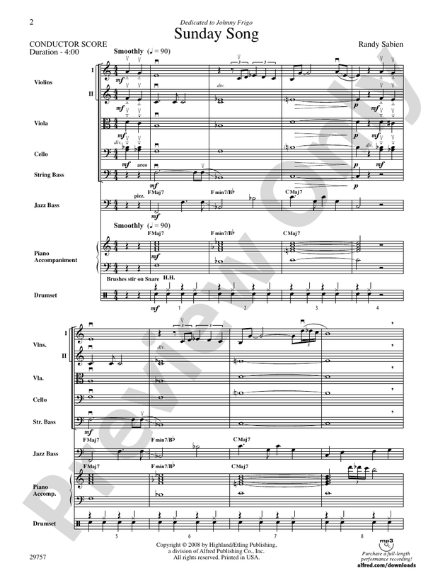 Sunday Song – String Orchestra Conductor Score & Parts (Digital Download)