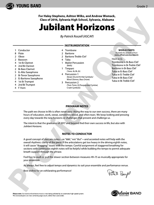 Jubilant Horizons - Concert Band Conductor Score & Parts (Digital Download)