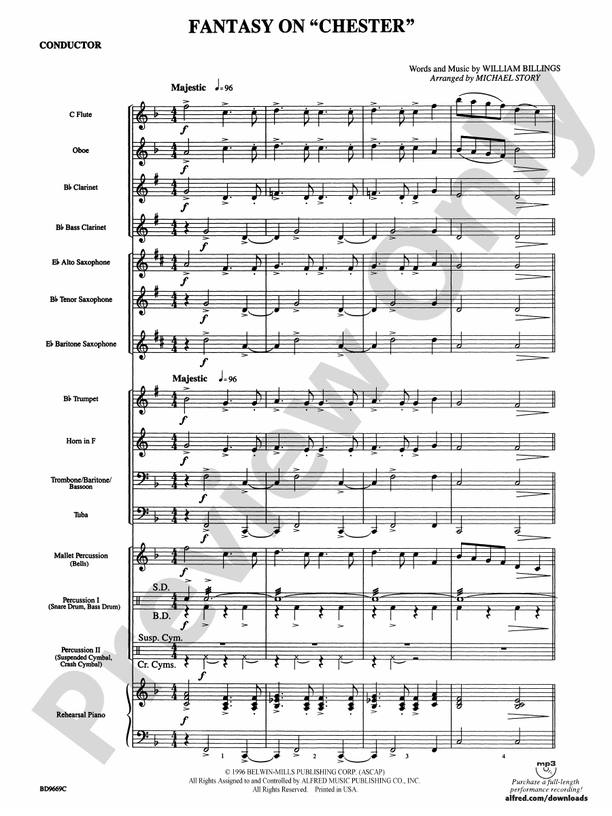 Fantasy on "Chester" - Concert Band Conductor Score & Parts (Digital Download)