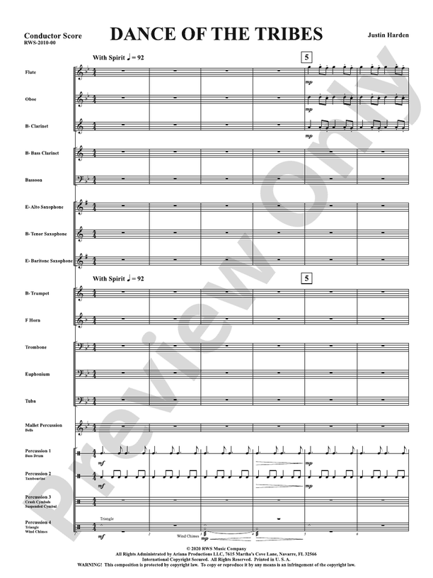 Dance of the Tribes - Concert Band Conductor Score & Parts (Digital Download)