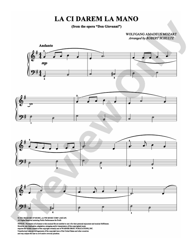 Mozart - La Ci Darem La Mano (Arr. Robert Schultz) - Easy Piano (Digital Download)