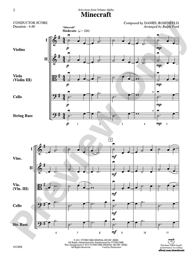 Minecraft – String Orchestra Conductor Score & Parts (Digital Download)