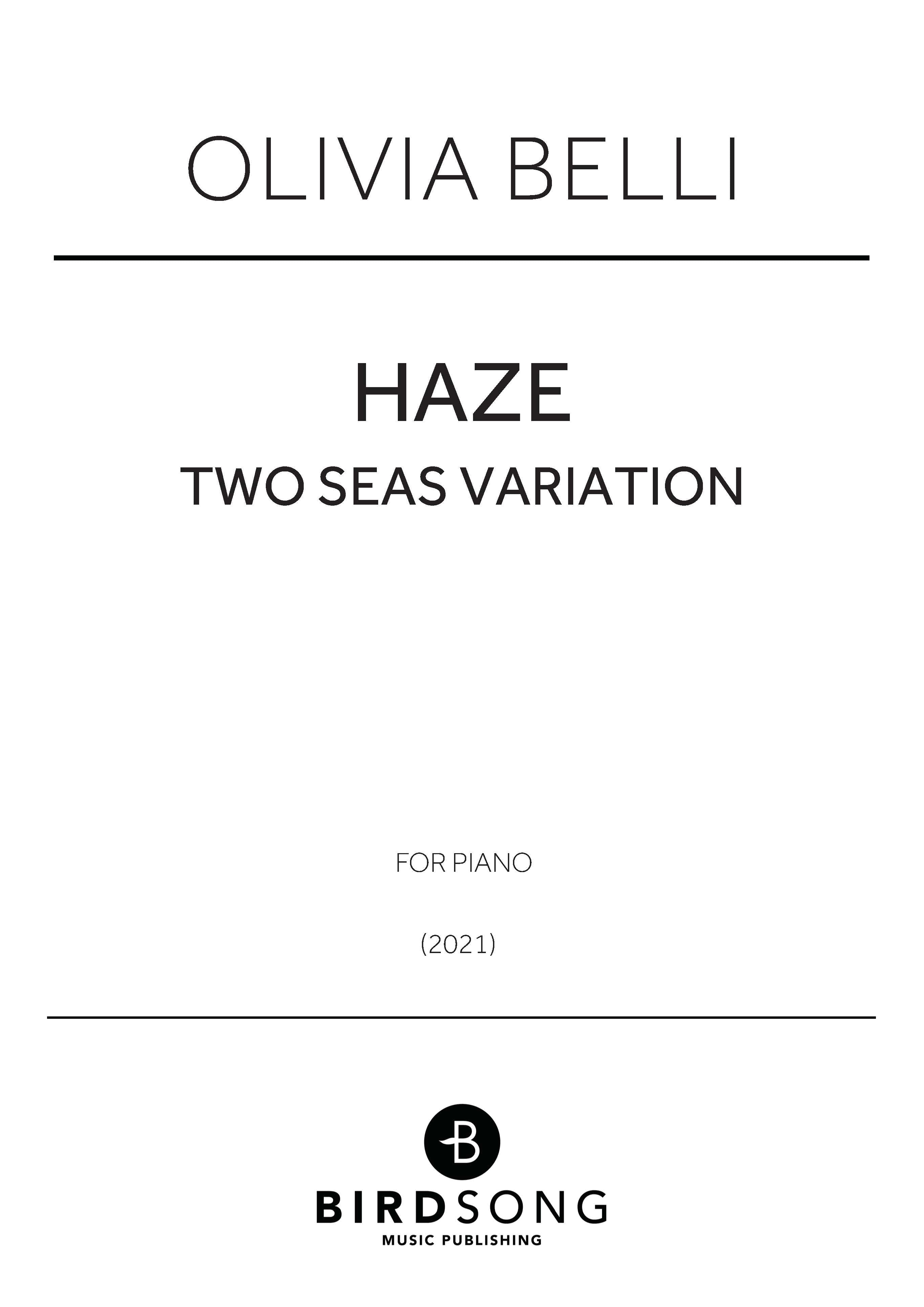 Belli - Haze - Two Seas Variation - Piano Solo (Digital Download)