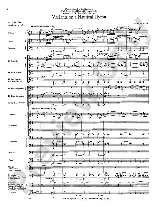 Variations on a Nautical Hymn - Concert Band Conductor Score & Parts (Digital Download)
