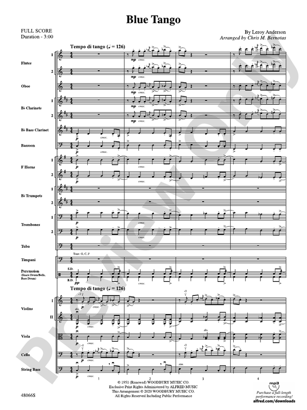 Blue Tango/PCF - String Orchestra Conductor Score & Parts (Digital Download)