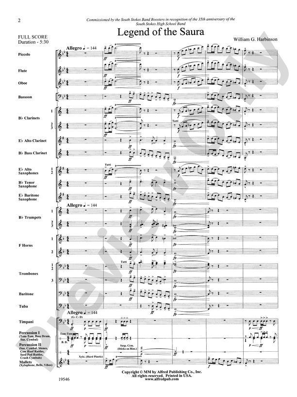 Legend of the Saura - Concert Band Conductor Score & Parts (Digital Download)