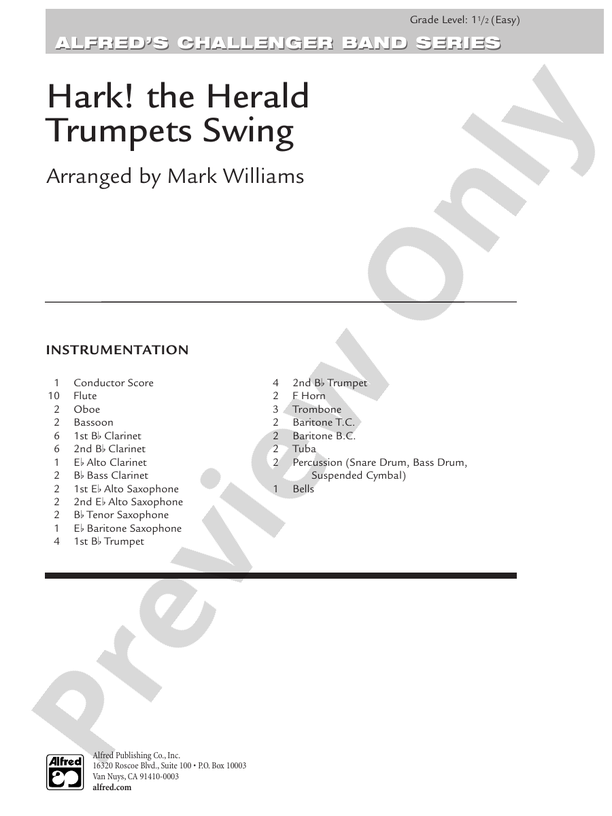 Hark, the Herald Trumpets Swing - Concert Band Conductor Score & Parts (Digital Download)