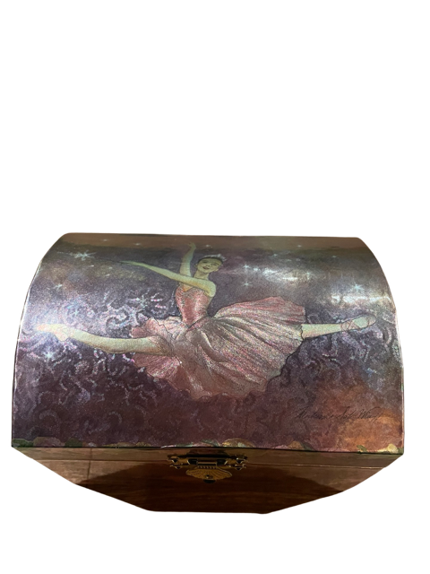 Musical Jewellery Box with a Ballerina and Stars on the Lid