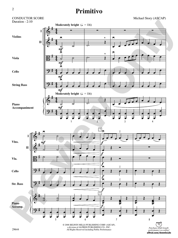 Primitivo – String Orchestra Conductor Score & Parts (Digital Download)