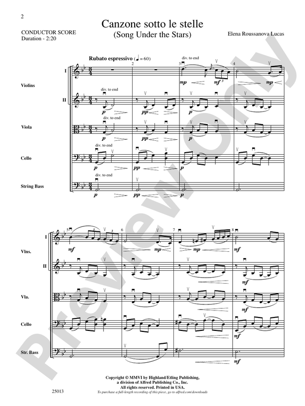 Canzone sotto le stelle – String Orchestra Conductor Score & Parts (Digital Download)
