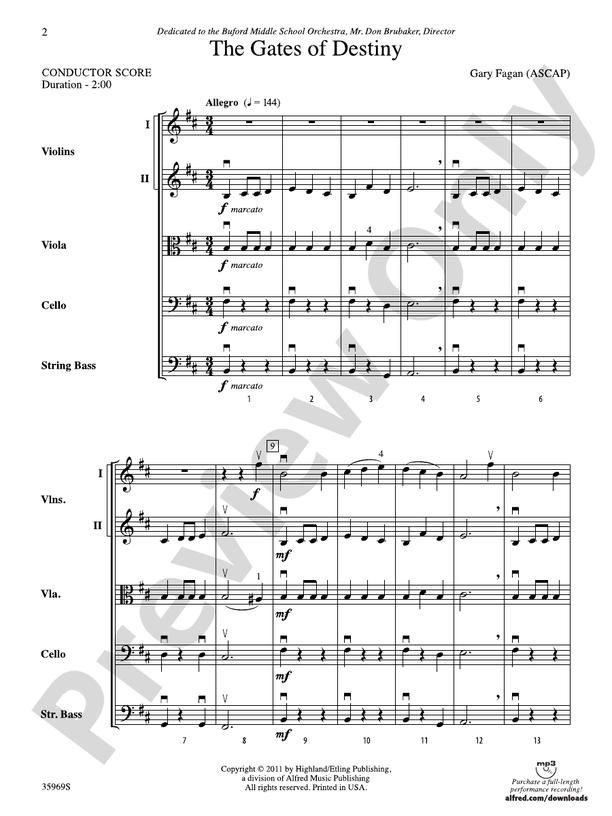 The Gates of Destiny – String Orchestra Conductor Score & Parts (Digital Download)