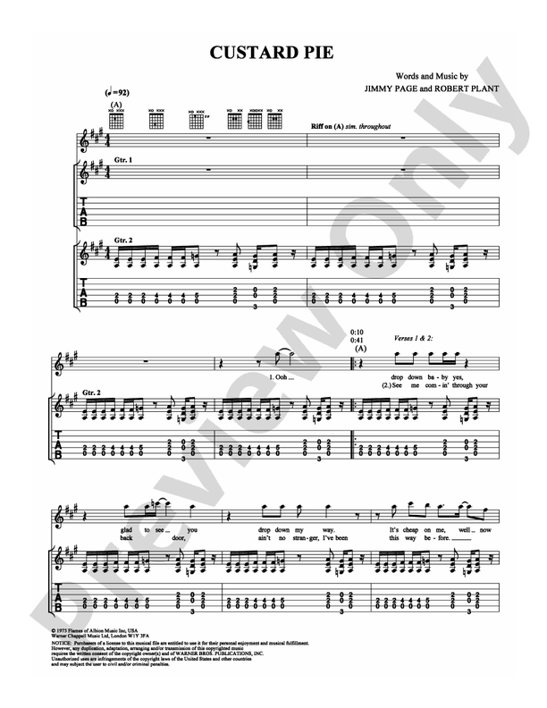 Custard Pie - Guitar TAB (Digital Download)