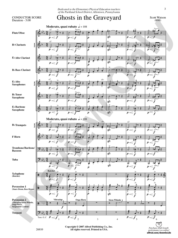 Ghosts in the Graveyard - Concert Band Conductor Score & Parts (Digital Download)