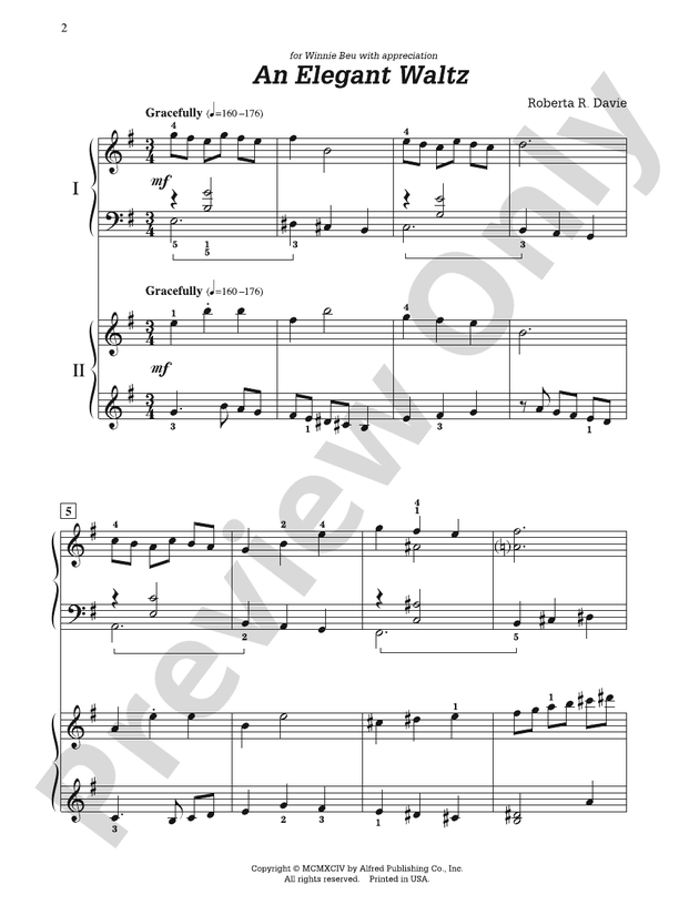 An Elegant Waltz - 2 Pianos, 4 Hands (Digital Download)