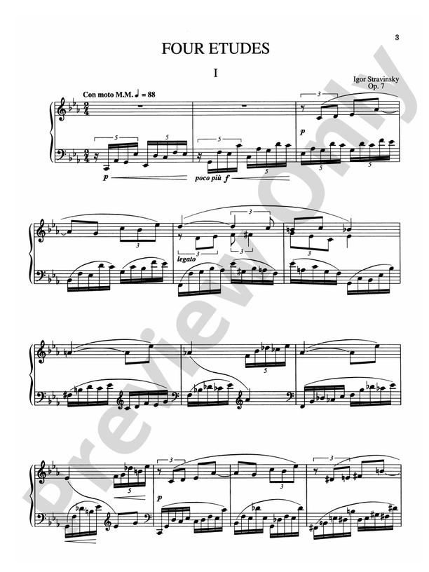 Stravinsky - Four Etudes, Op. 7 - Piano Solo (Digital Download)