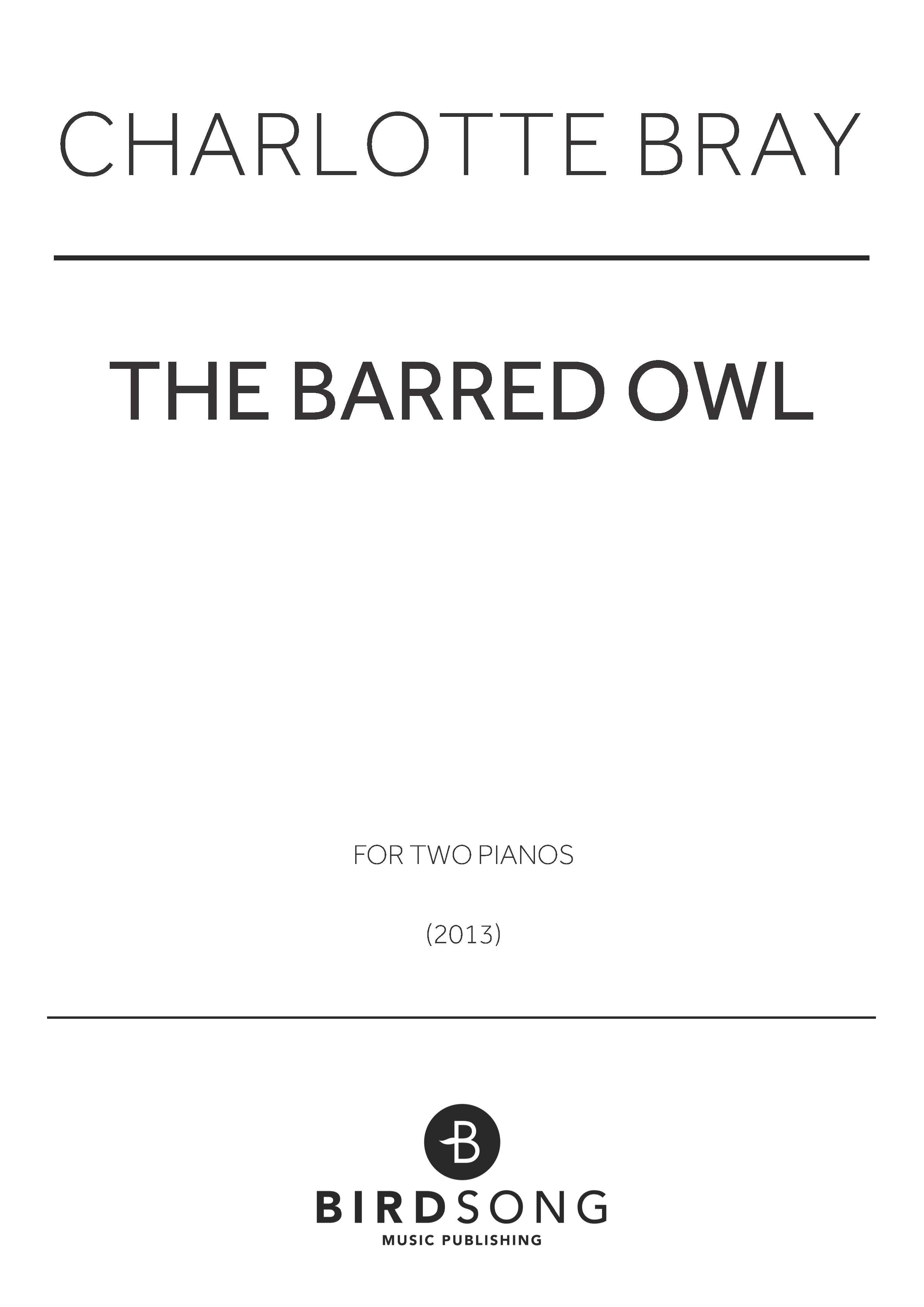 The Barred Owl - Piano Duo (2 Pianos, 4 Hands) (Digital Download)