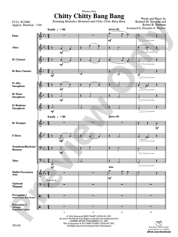 Chitty Chitty Bang Bang, Themes from - Concert Band Conductor Score & Parts (Digital Download)
