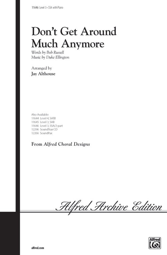 Don't Get Around Much Anymore – SSA/2-Part Choral Octavo (Digital Download)